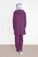 Tesettür giyim MOR İNCİ DETAYLI KAPÜŞONLU EŞOFMAN TAKIM 4126
