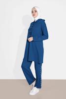 Tesettür giyim YEŞİL İNCİ DETAYLI KAPÜŞONLU EŞOFMAN TAKIM 4126