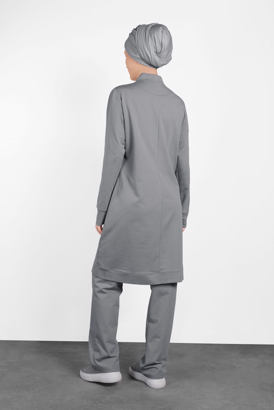 Tesettür giyim GRİ ALVİNA PUL PAYET İŞLEMELİ 2&prime;Lİ PANTOLONLU TAKIM 4276