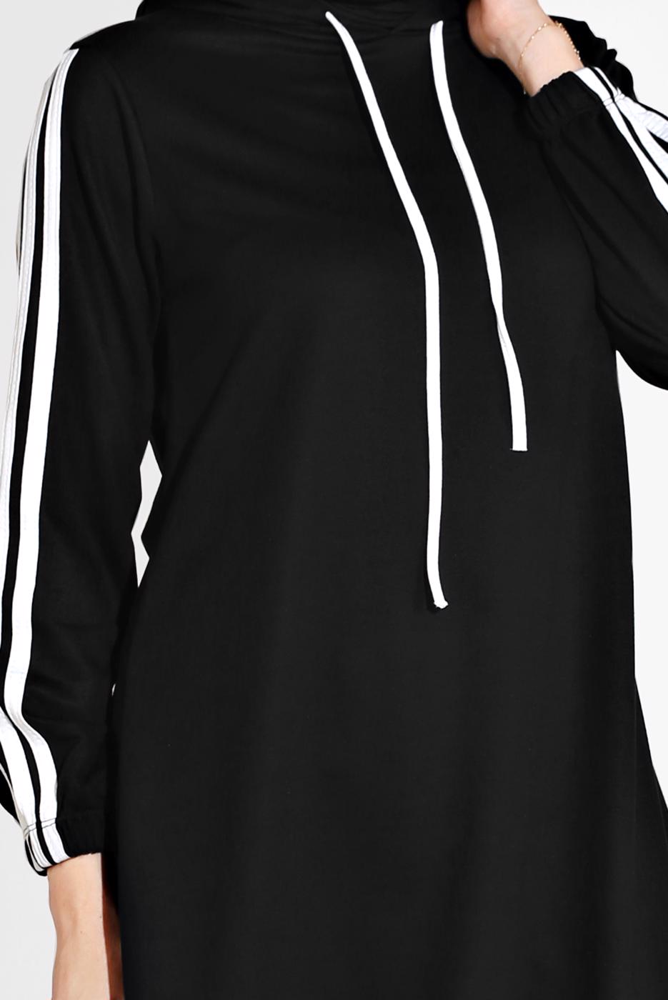 Tesettür giyim SİYAH ŞERİT DETAYLI İKİLİ PANTOLON TAKIM 4916