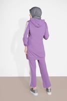 Tesettür giyim MOR ŞERİT DETAYLI İKİLİ PANTOLON TAKIM 4916