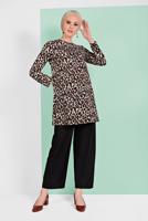 Vêtements hijab NOIR COSTUME IMPRIMÉ LÉOPARD 5001