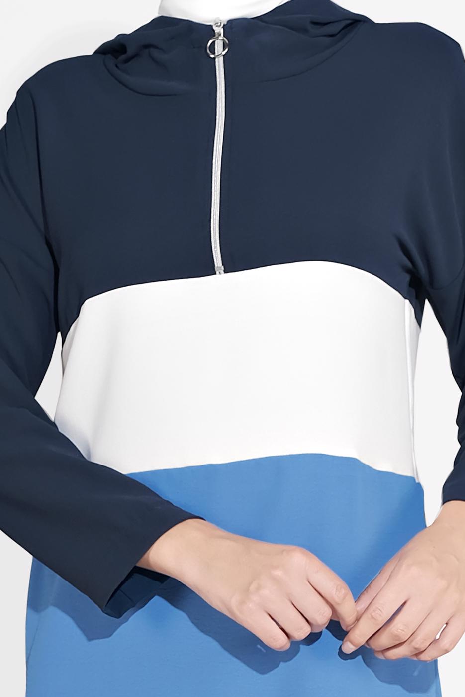 Tesettür giyim LACİVERT PAMUKLU FERMUARLI PANTOLONLU EŞOFMAN TAKIM 5552 