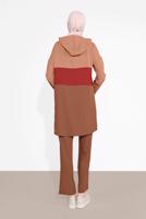 Tesettür giyim PEMBE PAMUKLU FERMUARLI PANTOLONLU EŞOFMAN TAKIM 5552 