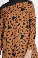 Tesettür giyim TABA DESENLİ FİTİLLİ PANTOLONLU TAKIM 5716 