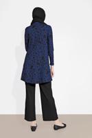 Tesettür giyim LACİVERT DESENLİ FİTİLLİ PANTOLONLU TAKIM 5716 