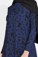 Tesettür giyim LACİVERT DESENLİ FİTİLLİ PANTOLONLU TAKIM 5716 