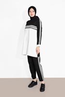 Tesettür giyim SİYAH ÇİZGİLİ BİSİKLET YAKA EŞOFMAN TAKIM 5916