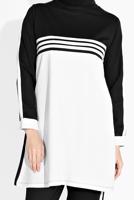 Tesettür giyim SİYAH ÇİZGİLİ BİSİKLET YAKA EŞOFMAN TAKIM 5916