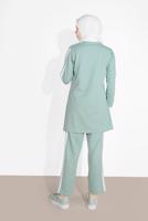 Tesettür giyim YEŞİL ÇİZGİLİ BİSİKLET YAKA EŞOFMAN TAKIM 5916