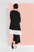 Tesettür giyim SİYAH PAMUKLU TÜL DETAYLI PANTOLONLU TAKIM  6866