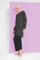 Tesettür giyim SİYAH PUANTİYELİ LİKRALI 2&prime;Lİ PANTOLONLU TAKIM 7116