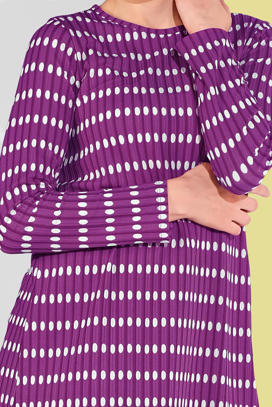 Tesettür giyim MOR PUANTİYELİ LİKRALI 2&prime;Lİ PANTOLONLU TAKIM 7116