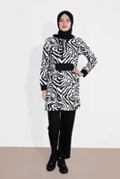 Tesettür giyim KREM İKİLİ PANTOLONLU TAKIM T 8126