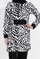 Tesettür giyim KREM İKİLİ PANTOLONLU TAKIM T 8126