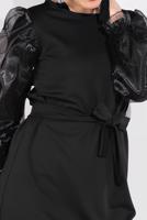 Tesettür giyim SİYAH KOLLARI TÜLLÜ PANTOLONLU TAKIM 8306