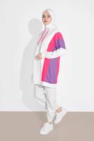 Tesettür giyim KREM İKİ RENK KAPÜŞONLU EŞOFMAN TAKIM 8606