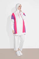 Tesettür giyim KREM İKİ RENK KAPÜŞONLU EŞOFMAN TAKIM 8606