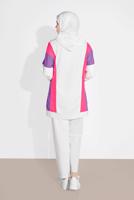 Tesettür giyim KREM İKİ RENK KAPÜŞONLU EŞOFMAN TAKIM 8606