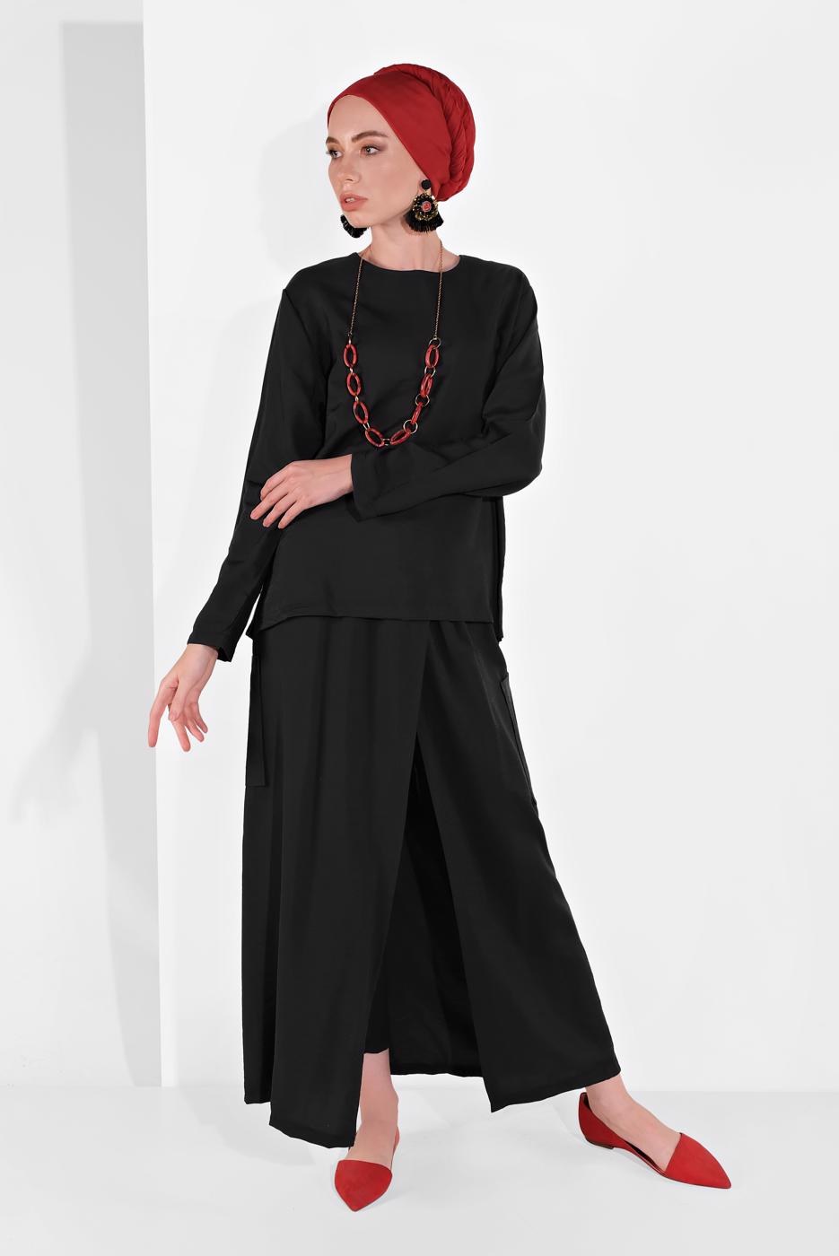 Vêtements hijab NOIR SURVÊTEMENT TAILLE-ÉLASTIQUE 9104 