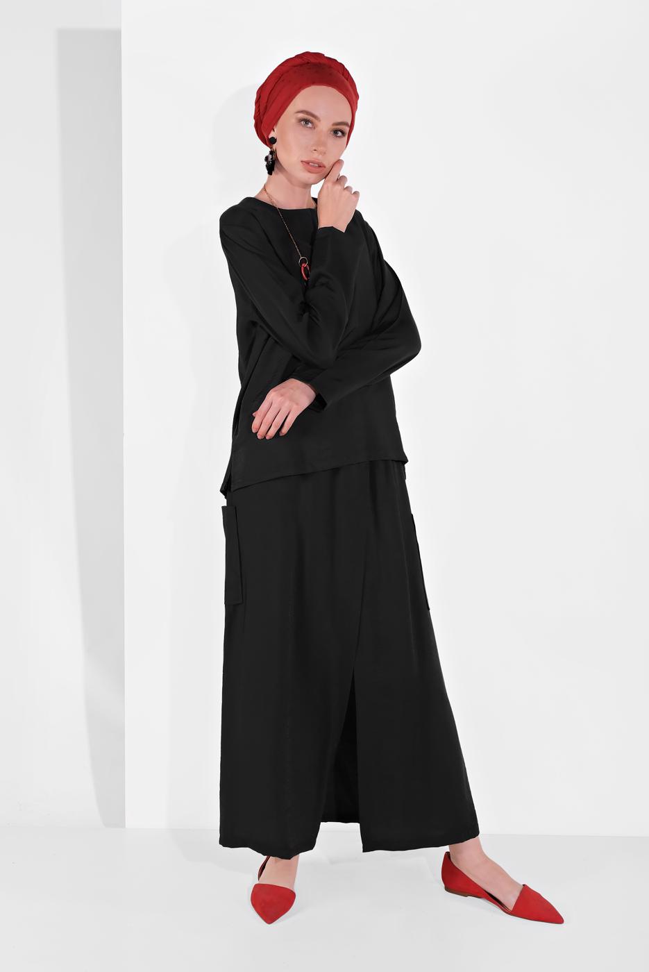 Vêtements hijab NOIR SURVÊTEMENT TAILLE-ÉLASTIQUE 9104 