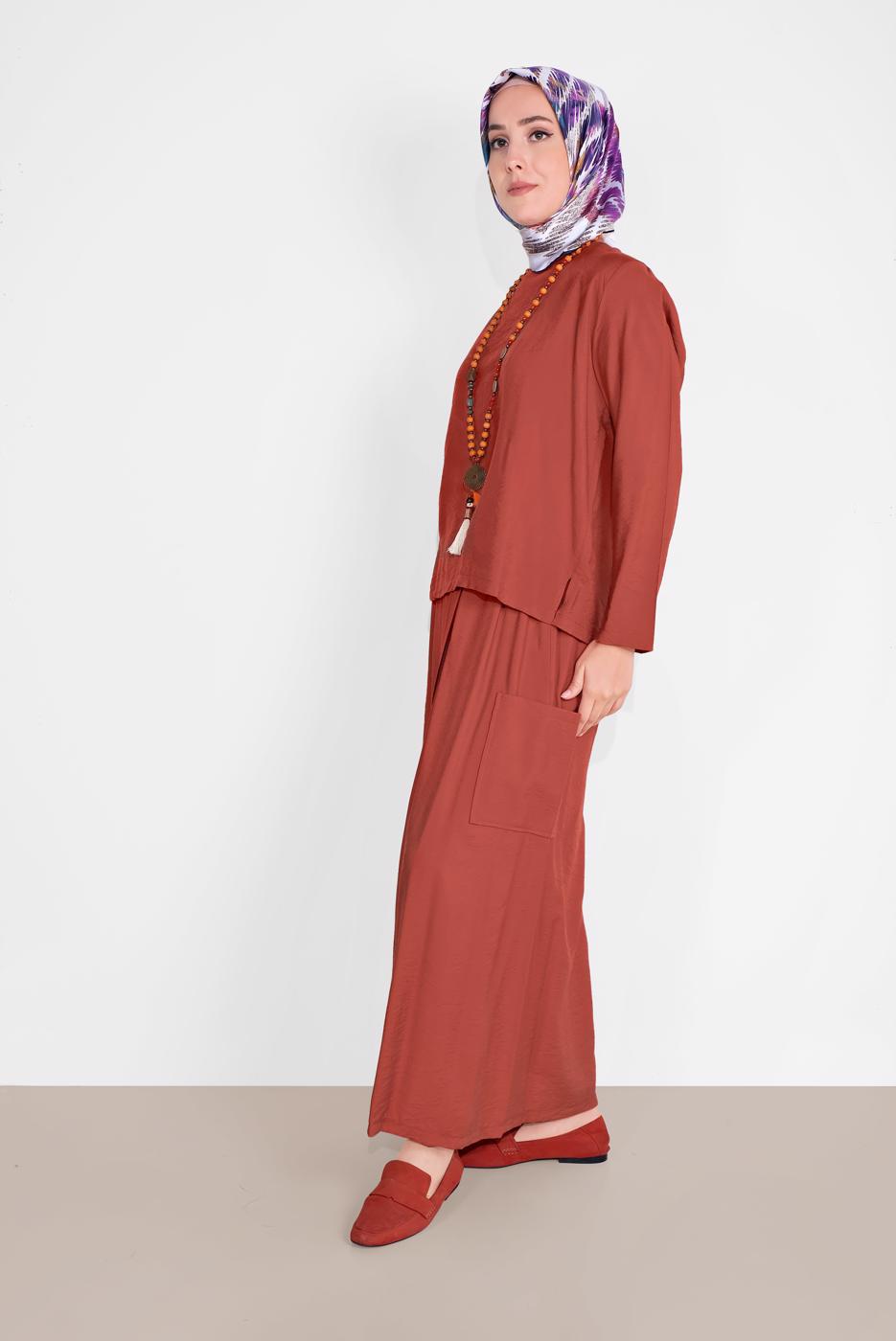 Hijab clothing BROWN ELASTIC-WAIST TRACKSUIT 9104 