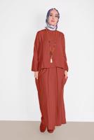 Hijab clothing BROWN ELASTIC-WAIST TRACKSUIT 9104 