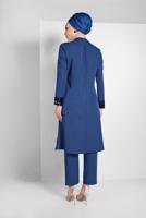 Tesettür giyim LACİVERT PUL PAYET DETAYLI İKİLİ PANTOLONLU TAKIM 9255