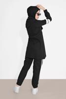 Tesettür giyim SİYAH ŞERİT DETAYLI İKİLİ PANTOLONLU TAKIM 9306