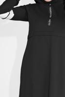 Tesettür giyim SİYAH ŞERİT DETAYLI İKİLİ PANTOLONLU TAKIM 9306