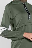 Tesettür giyim HAKİ ŞERİT DETAYLI İKİLİ PANTOLONLU TAKIM 9306