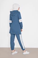 Tesettür giyim LACİVERT ŞERİT DETAYLI İKİLİ PANTOLONLU TAKIM 9306