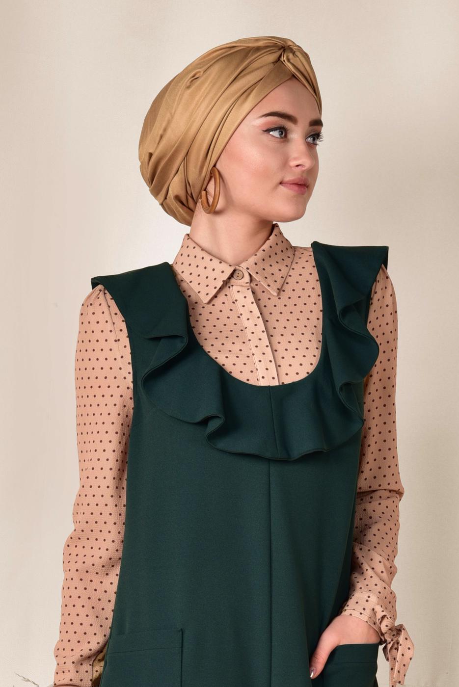 Tesettür giyim YEŞİL ALVİNA TULUM T 4118