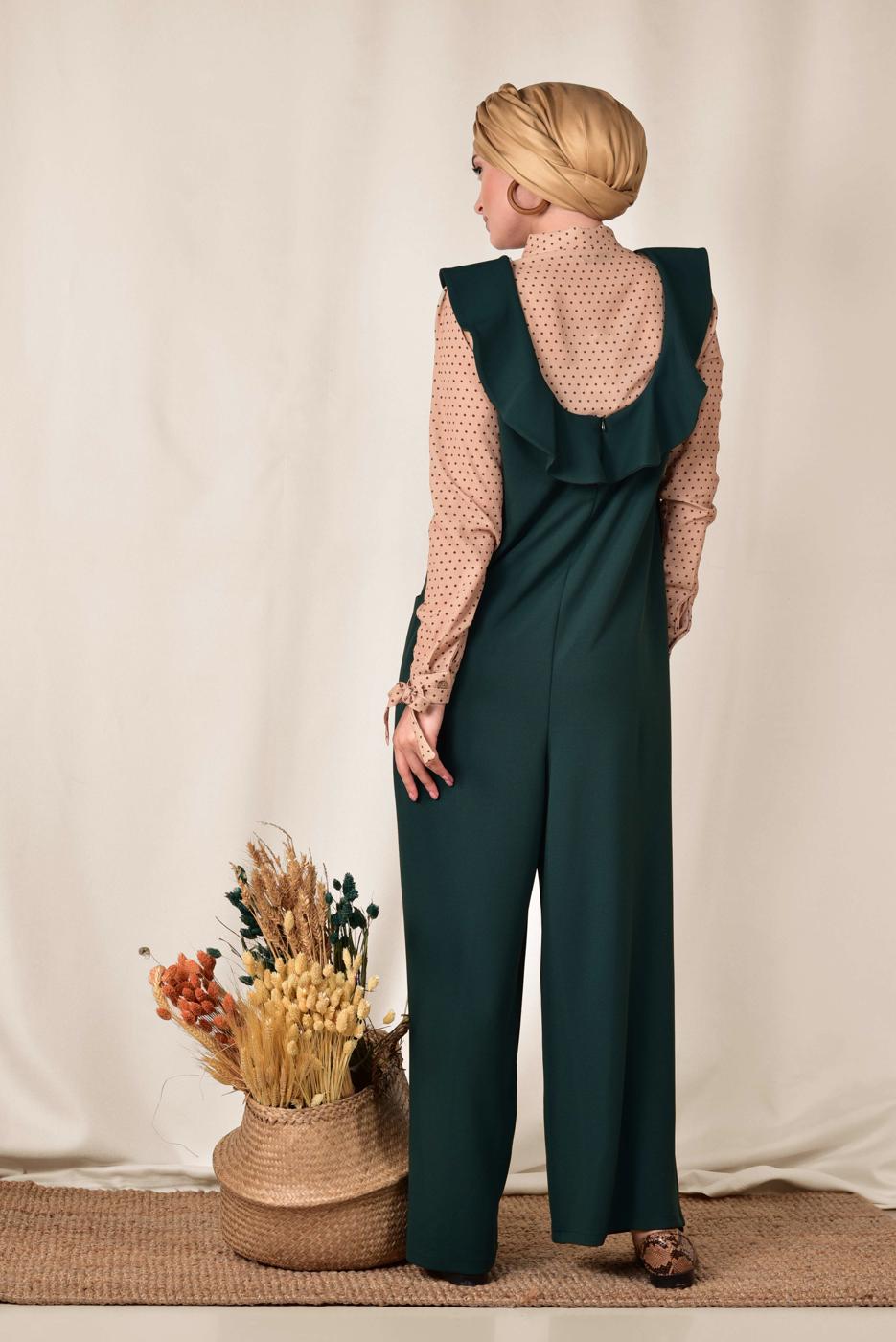 Tesettür giyim YEŞİL ALVİNA TULUM T 4118