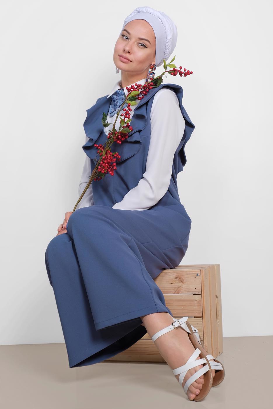 Tesettür giyim LACİVERT ALVİNA TULUM T 4118