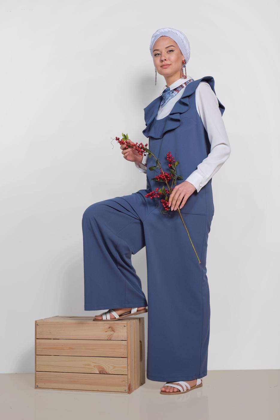 Tesettür giyim LACİVERT ALVİNA TULUM T 4118