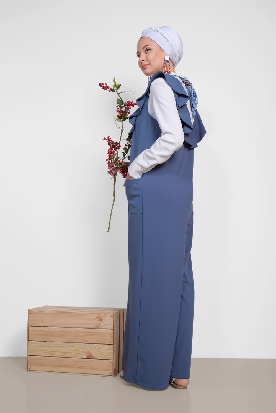 Tesettür giyim LACİVERT ALVİNA TULUM T 4118