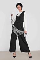 Vêtements hijab NOIR COMBINAISON À DEUX RANGES DE BOUTONS  4479