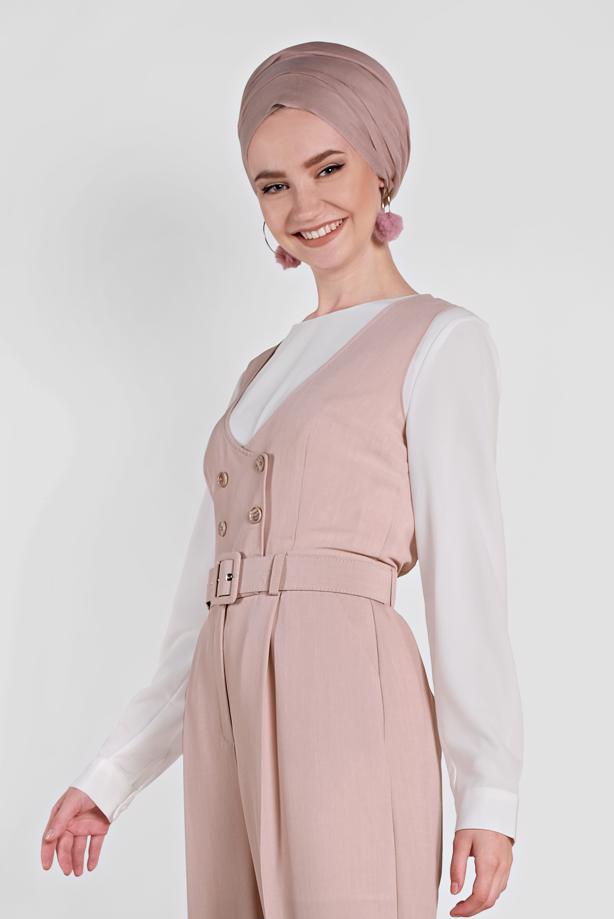 Vêtements hijab POUDRE COMBINAISON À DEUX RANGES DE BOUTONS  4479 - TRENDTESETTÜR