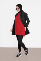 Tesettür giyim KIRMIZI BASİC KOLSUZ TUNİK 40826 