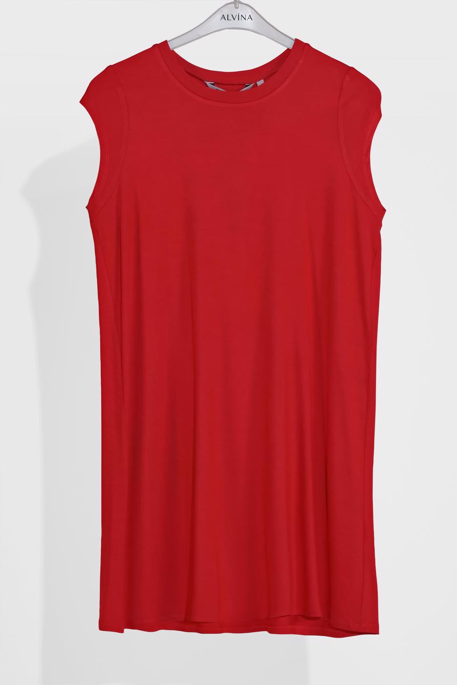 Tesettür giyim KIRMIZI BASİC KOLSUZ TUNİK 40826 