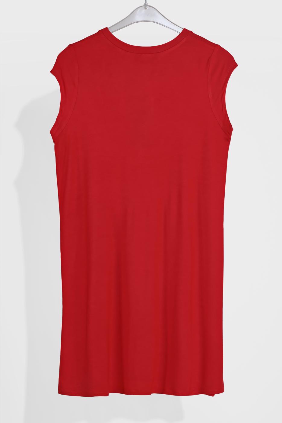 Tesettür giyim KIRMIZI BASİC KOLSUZ TUNİK 40826 