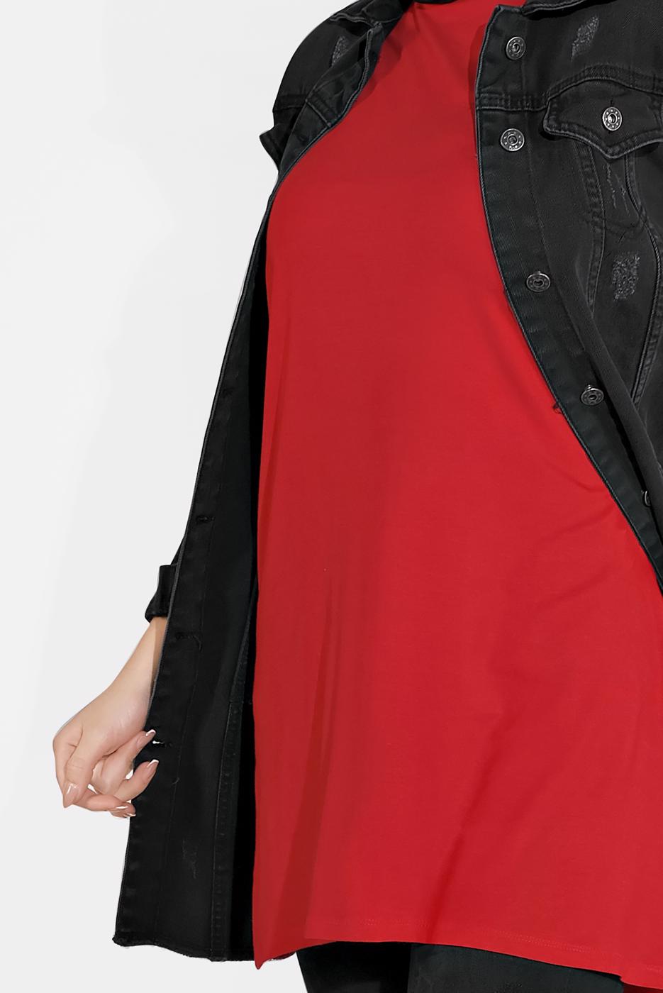 Tesettür giyim KIRMIZI BASİC KOLSUZ TUNİK 40826 