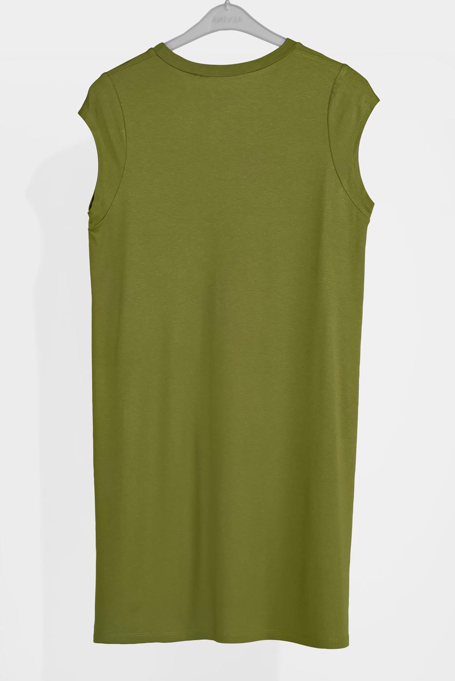 Tesettür giyim YEŞİL BASİC KOLSUZ TUNİK 40826 