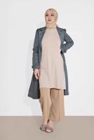 Tesettür giyim EKRU BASİC KOLSUZ TUNİK 40826 