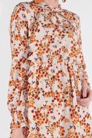 Hijab clothing ECRU FLORAL PATTERNED TUNIC 4091-1 