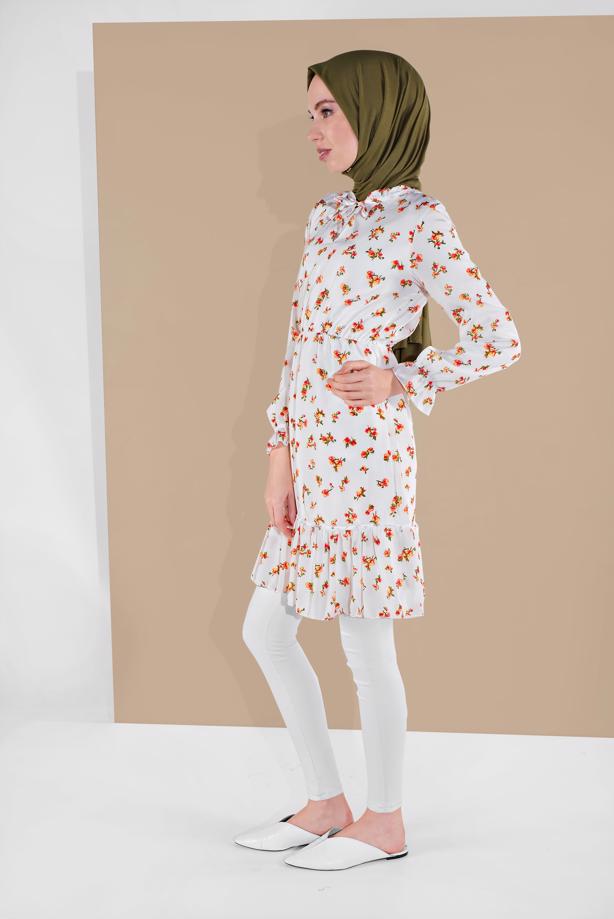 Hijab clothing  FLORAL PATTERNED TUNIC 4091-4  - TRENDTESETTÜR