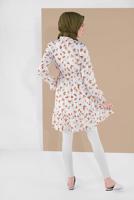 Hijab clothing CREAM FLORAL PATTERNED TUNIC 4091-4 