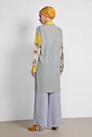 Tesettür giyim GRİ ALVİNA ÇİZGİLİ DESENLİ TUNİK 4113