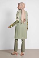 Tesettür giyim HAKİ ALVİNA ÇİZGİLİ DESENLİ TUNİK 4113